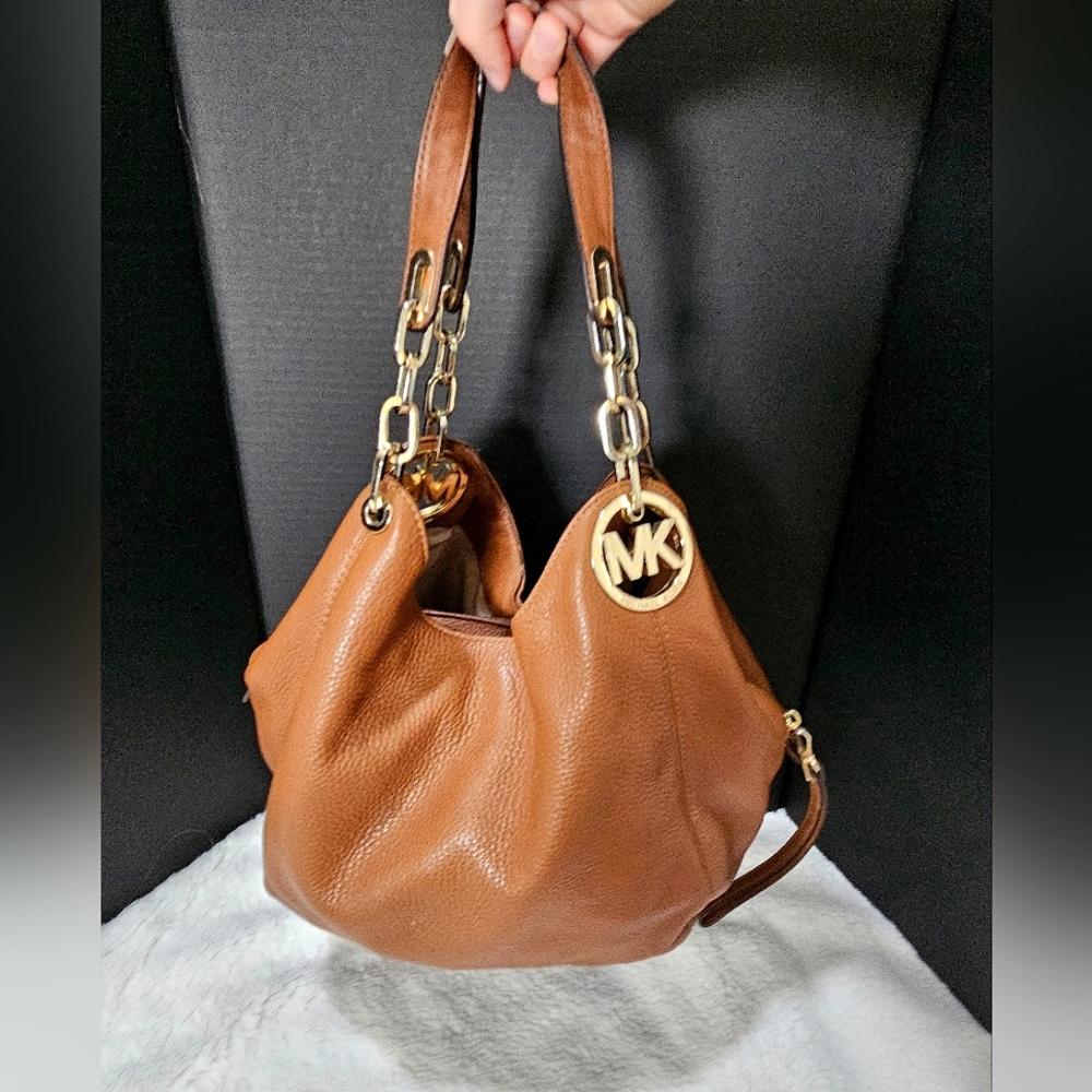 Michael Kors Fulton Brown Leather Link Bag